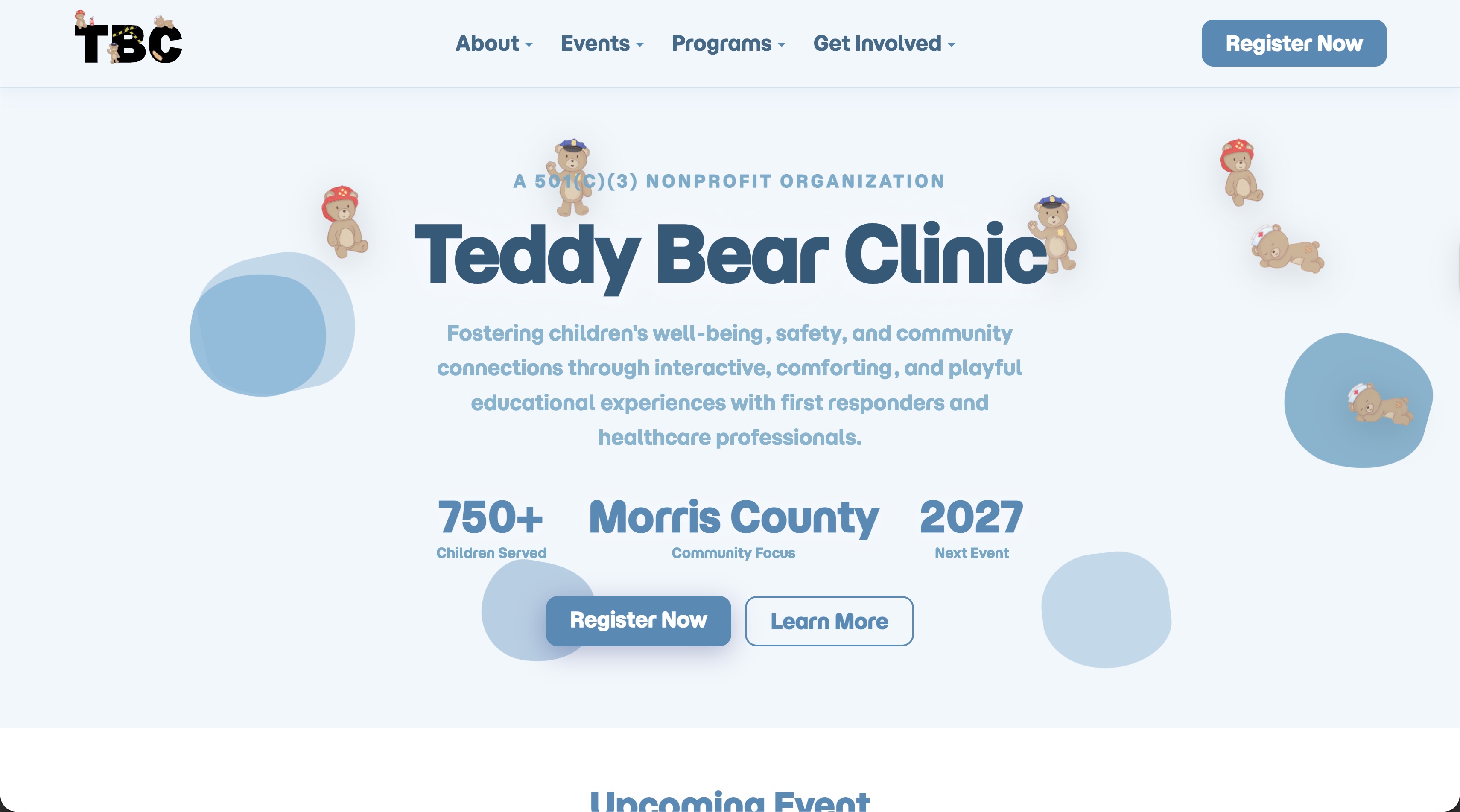 Teddy Bear Clinic: live nonprofit website.